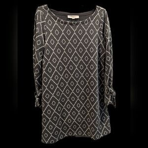 NWT! LOFT Gray and White Geometric Dress, Size Small